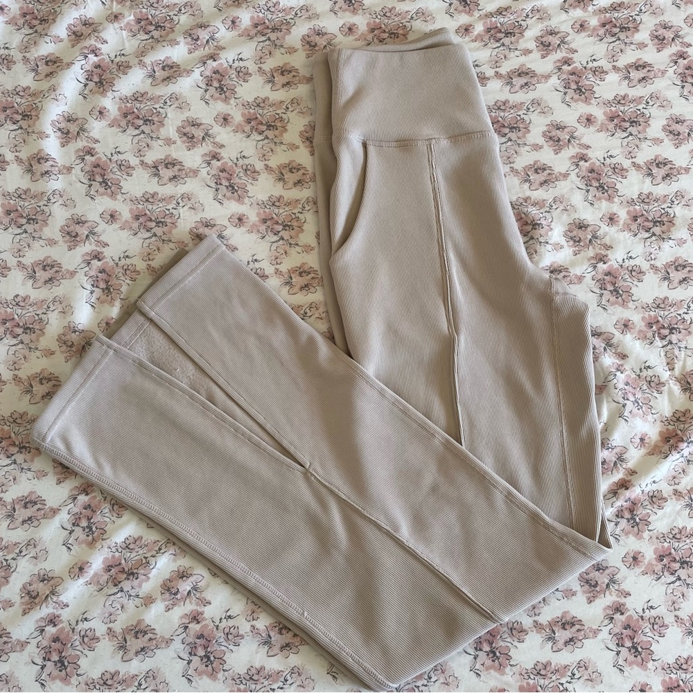 Move Theology- Tan High-Waisted Wide Leg Leggings